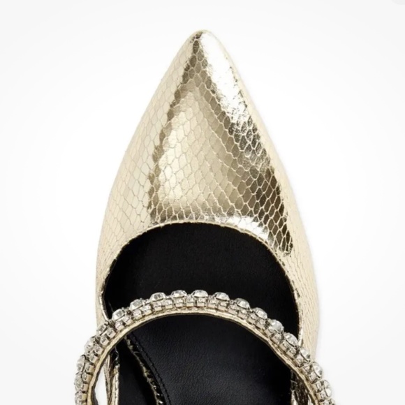 Scoop NYC Women’s Rhinestone Slip On Gold Heels Shoes Size 11 NEW - Picture 3 of 6